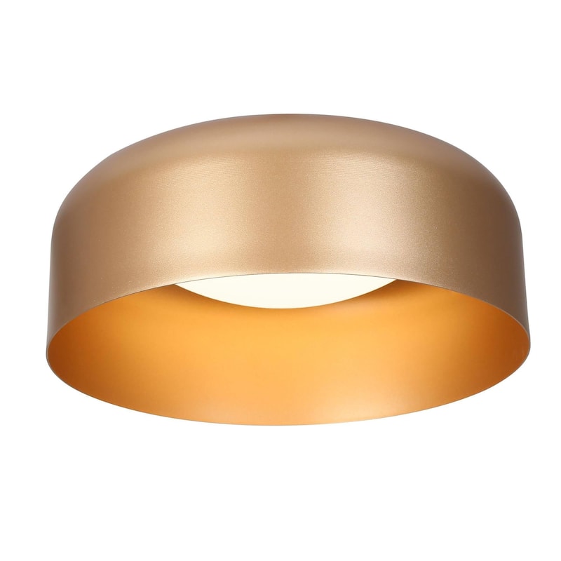 Modern Gold 14" Drum Shape LED Flush Mount Foyer Ceiling Lights - 14" D x 6" H