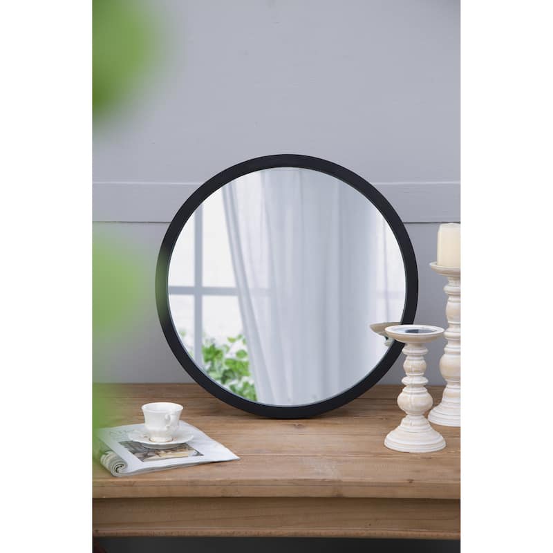 20" x 20" Circle Wall Mirror with Wooden Frame,Wall Mirror for Living Room Dining Room