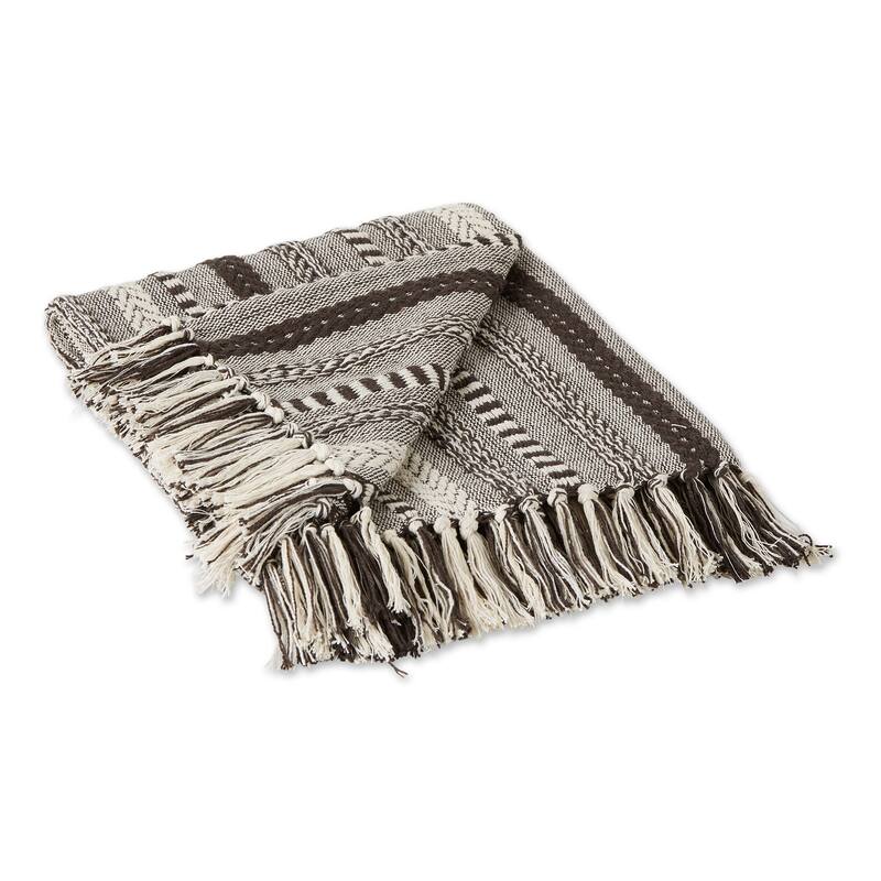 DII Braided Stripe Decorative Throw - Dark Brown