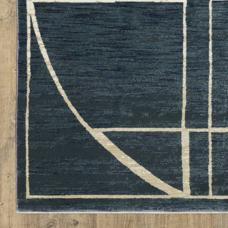 Style Haven Raphael Geometric Blue/ Ivory Mixed Pile Area Rug