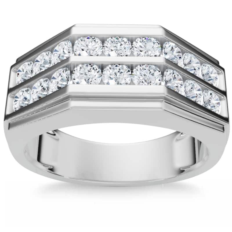 Bliss Diamond 1/2Ct Men's Diamond High Polished Wedding Ring Lab Grown Anniversary Band - 7 - White