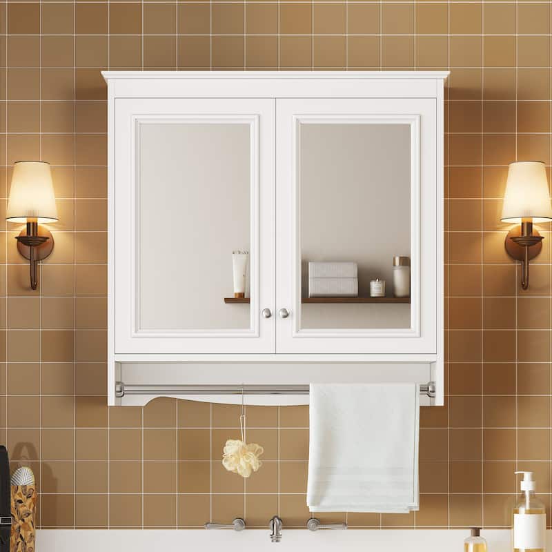3-in-1 Bathroom Mirror Cabinet, 30"Wall Mounted Medicine Cabinet with Adjustable Shelves & Soft Close Doors