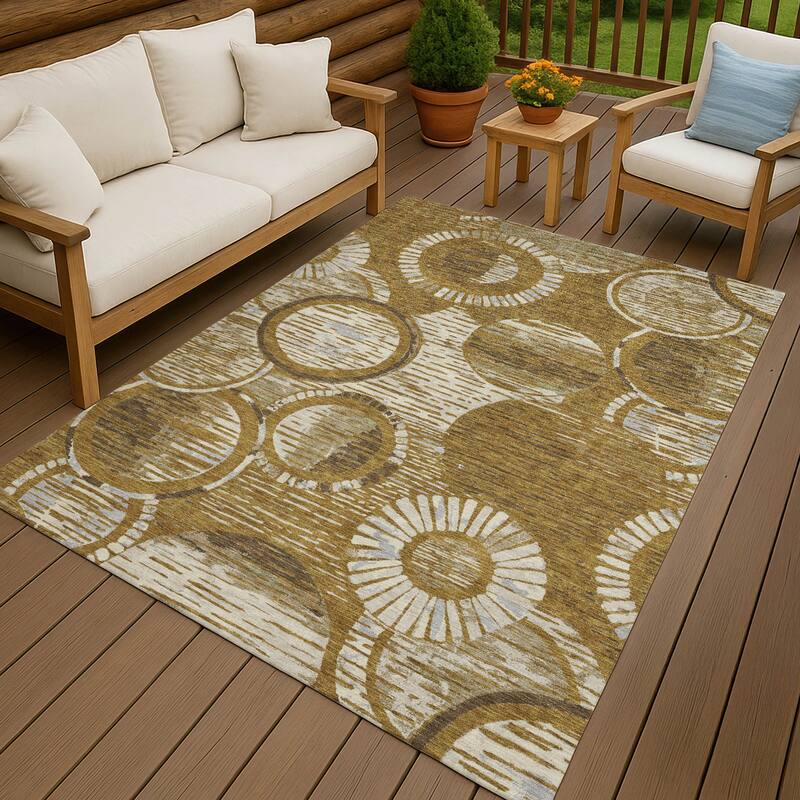 Machine Washable Indoor/ Outdoor Modern Grover Chantille Rug - Walnut - 9' x 12'