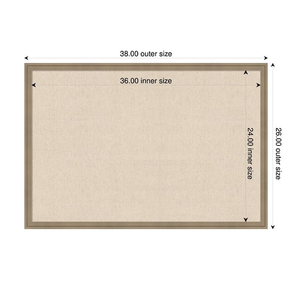 dimension image slide 34 of 91, Amanti Art Framed Fabric Pinboard Natural Linen Printed Bulletin Board