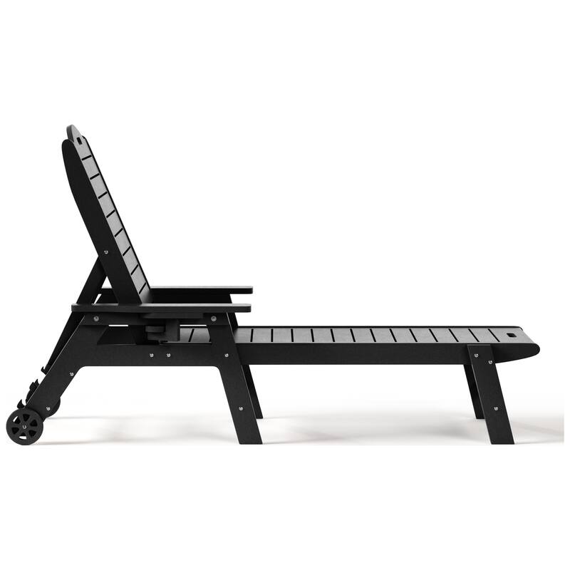 Brighton Outdoor 3-Piece Poly Reclining Chaise Set with Wheels & Cup Holder