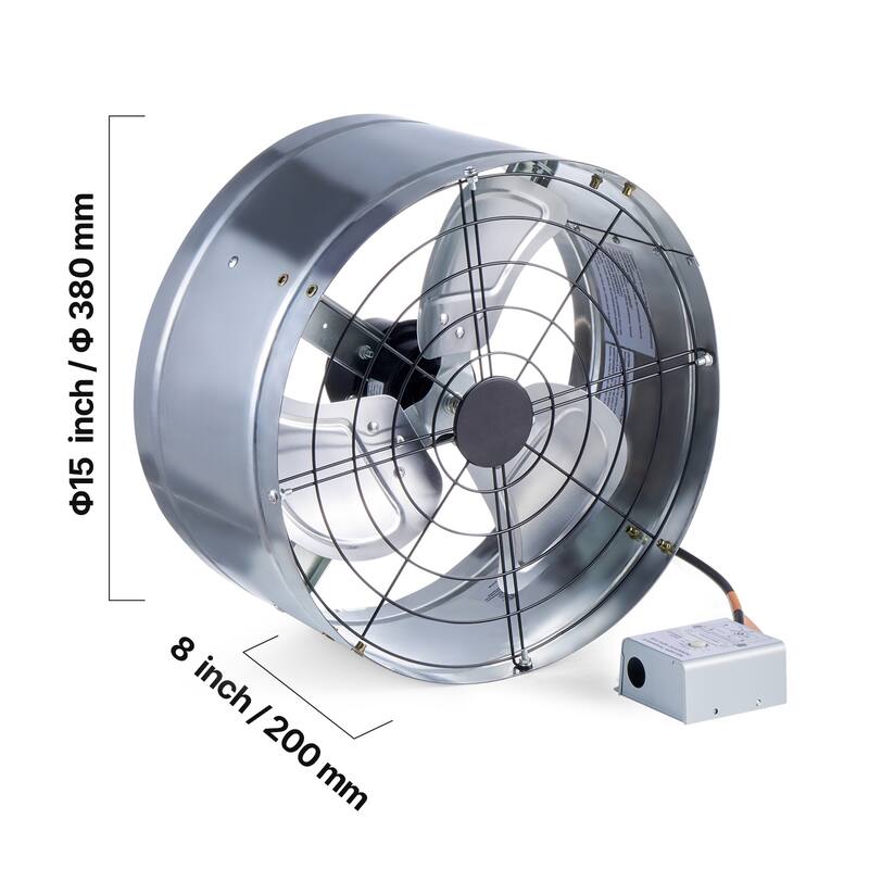 15 Inch Gable Mount Fan 1300 CFM Attic Exhaust Fan with Adjustable Thermostat