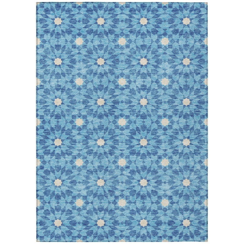 HomeRoots Floral Medallion Transitional Rectangle Outdoor Rug