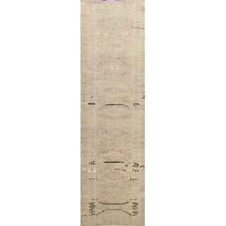 Muted Geometric Authentic Oushak Turkish Wool Runner Rug Hand-knotted - 2'10" x 11'7"
