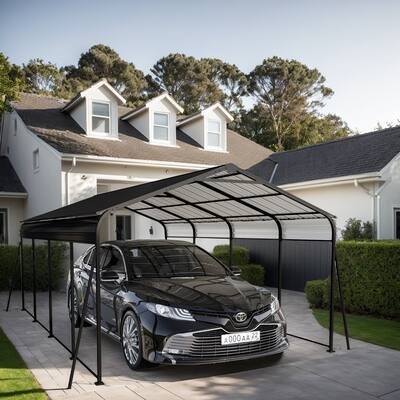 12×20 Car Port, Outdoor Storage Heavy Duty Metal Canopy Garage Shed