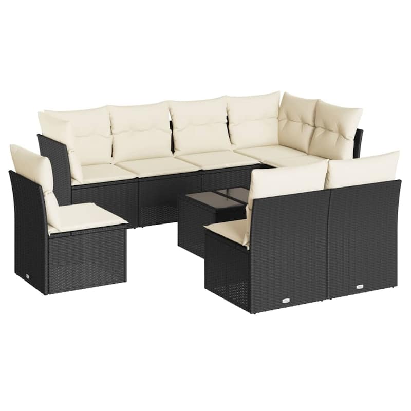 vidaXL Garden Sofa Set Black, Cream White - 24.4 x 24.4 x 27.2