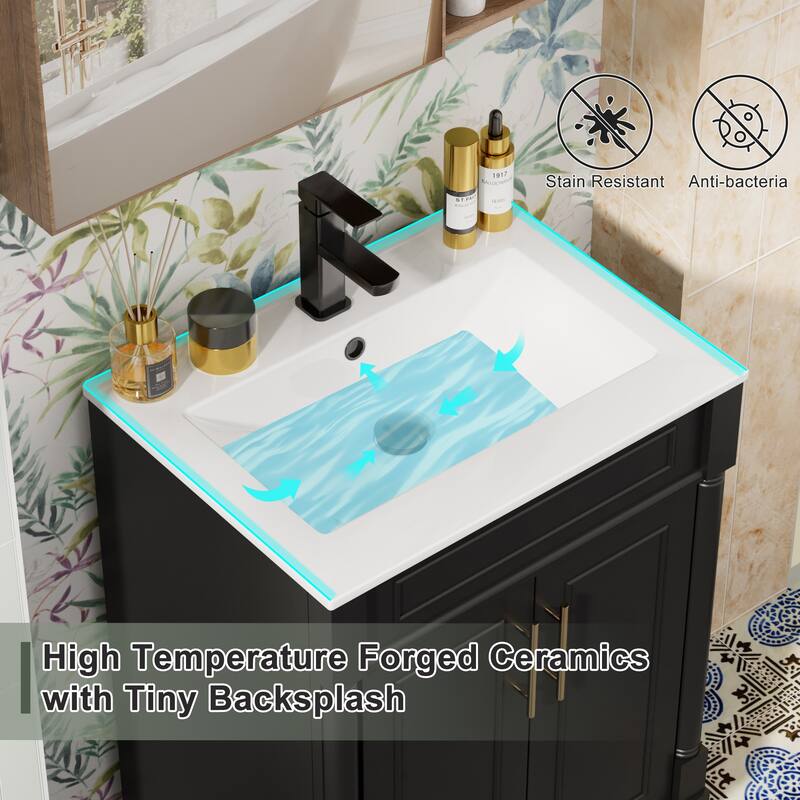 24"/30"/36" Retro Bathroom Vanity W/ Drop in Sink Combo Cabinet Set