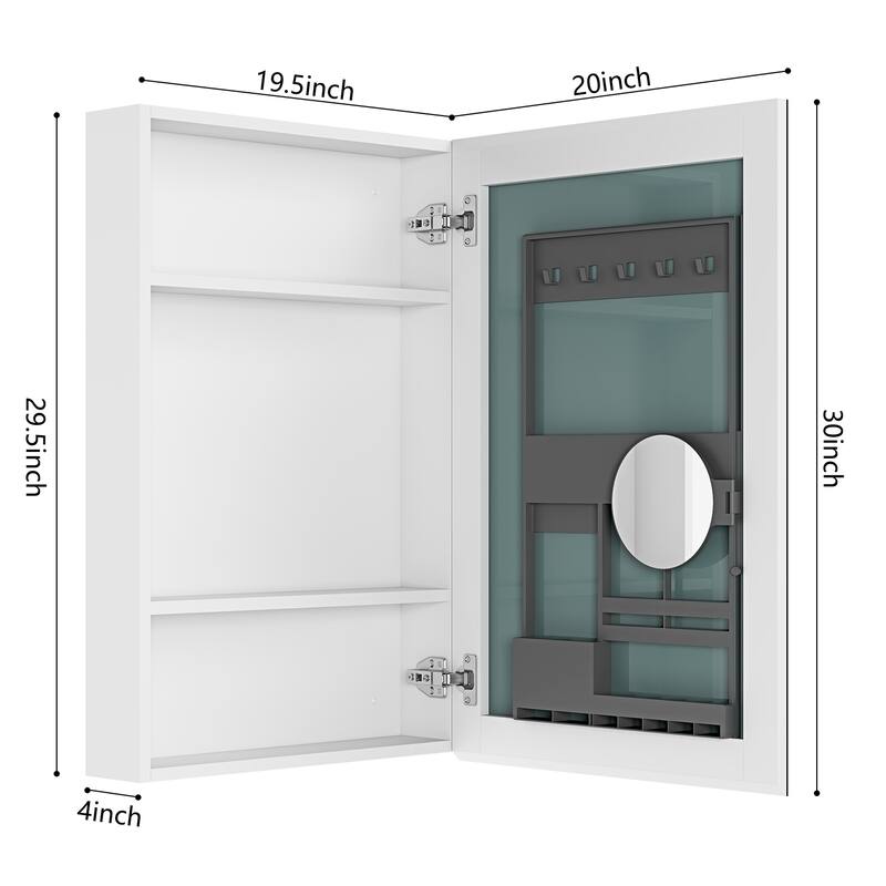 Wall Mounted Bathroom Medicine Cabinet with HD Mirror, Recessed or Surface Mount, Storage for Cosmetics & Personal Care