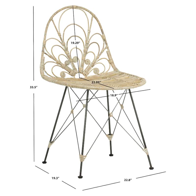 SAFAVIEH Vonnie Rattan Dining Chair - White Washed - Set of 2 - 22.8" x 19.3" x 33.5" - 22.8" x 19.3" x 33.5"