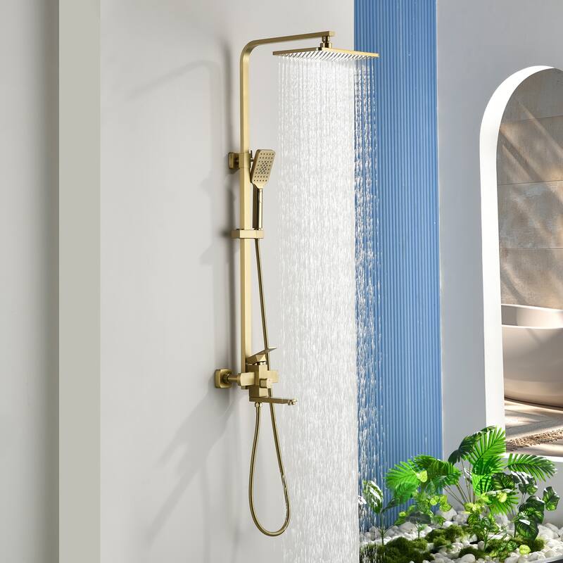 46"H 3-Function Stainless Steel Wall-Mounted Shower System