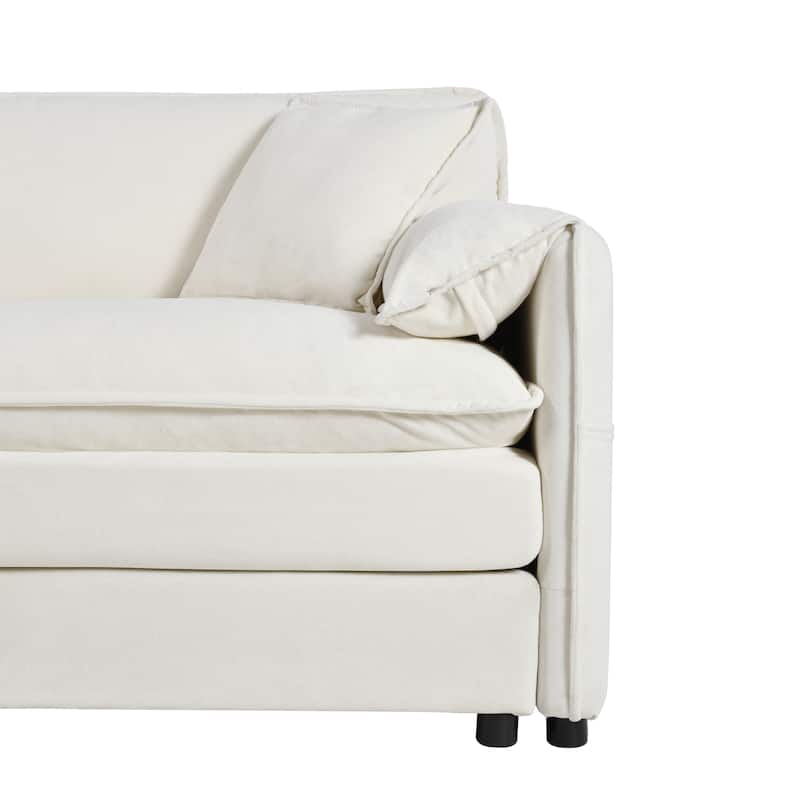 Chenille Loveseat Sofa, Modern Lounge Couch with Pockets and 4 Pillows Upholstered Deep Seat Love Seat for Living Room