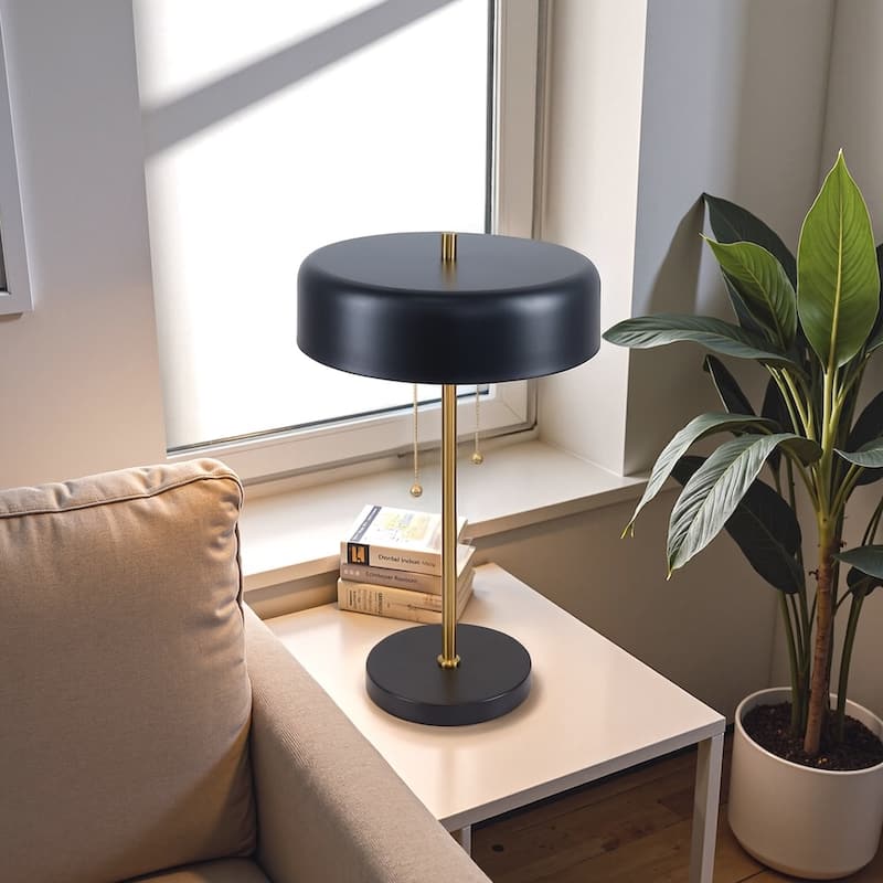 Nicole Modern Black and White Drum Table Lamp
