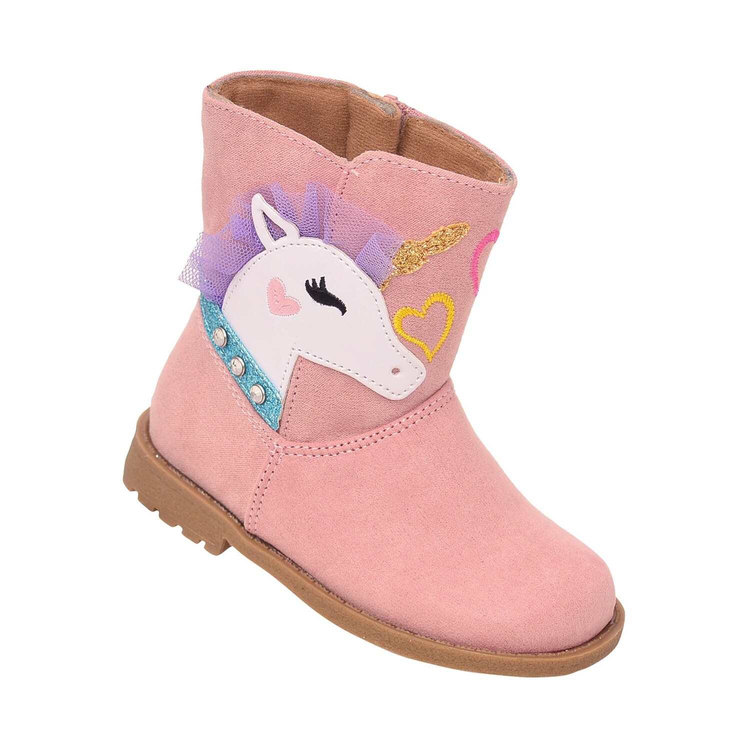 Shop Rachel Shoes Girls Pink Suede Unicorn Zip Fashion Boots Overstock 29801995