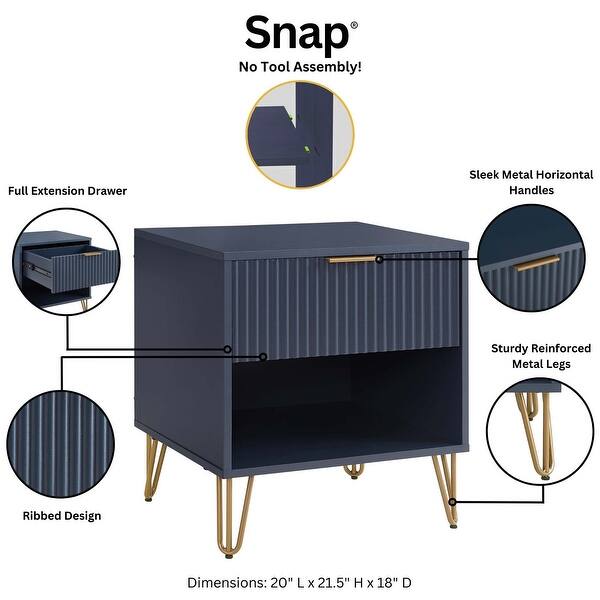 Manhattan Comfort2-Piece DUMBO Modern Standard 3-Drawer Dresser and DUMBO Modern 2.0 Nightstand in Midnight Blue Manhattan Comfort2-Piece DUMBO Modern Standard 3-Drawer Dresser and DUMBO Modern 2.0 Nightstand in Midnight Blue