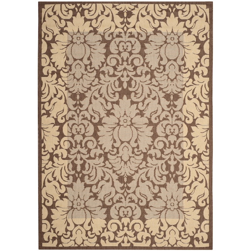 SAFAVIEH Courtyard Peggie Indoor/ Outdoor Patio Backyard Rug - 5'3" x 7'7" - Chocolate/Natural