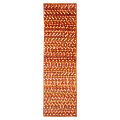 ECARPETGALLERY Hand-knotted Afghan Multi Color Wool Rug - 2'9 x 9'6