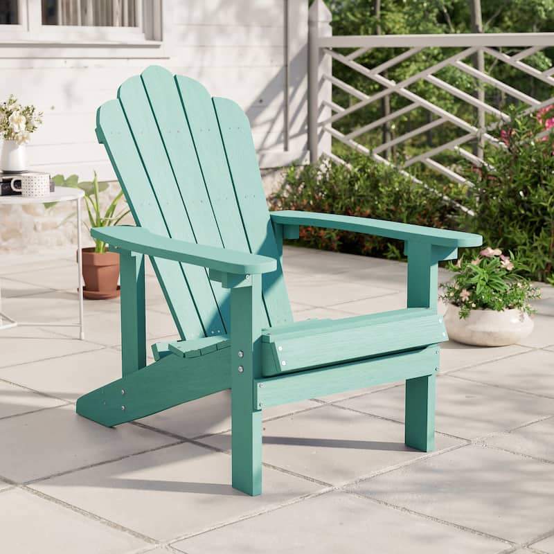 BONOSUKI Outdoor Faux Wood HIPS Patio Adirondack Chair - Light Green