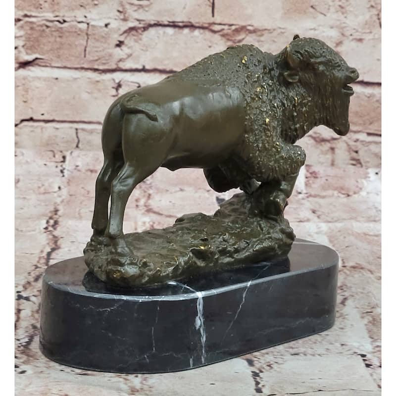 Western Bronze American Buffalo Bison Sculpture – Rustic Wildlife Decor