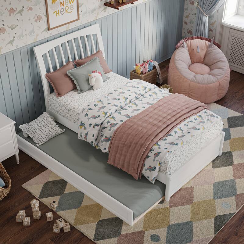 Roslyn Platform Bed with Panel Footboard and Twin Trundle