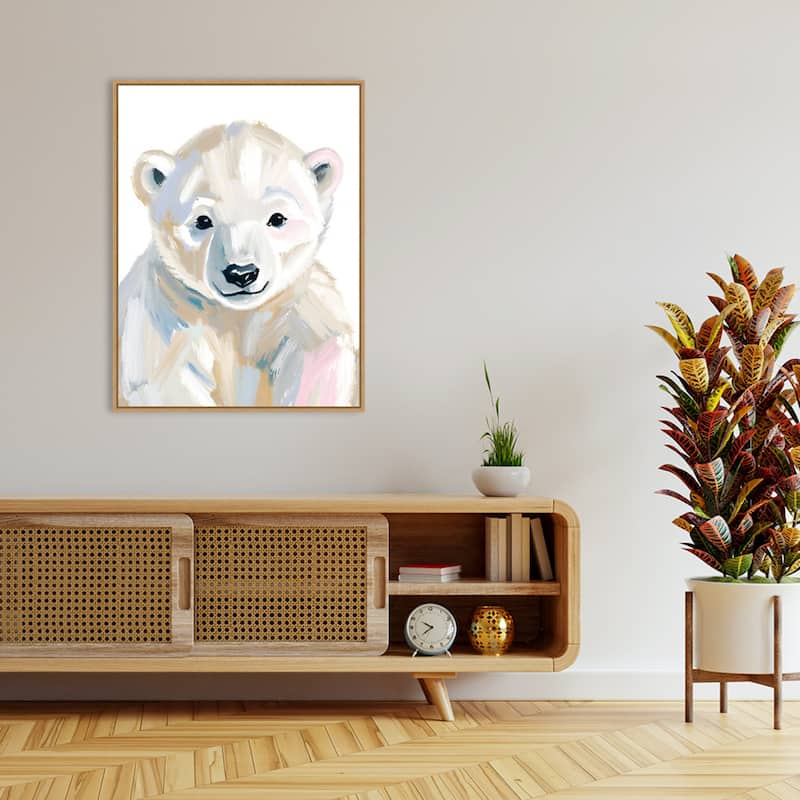 Polar Bear Cub by Ohkimiko Framed Canvas Wall Art