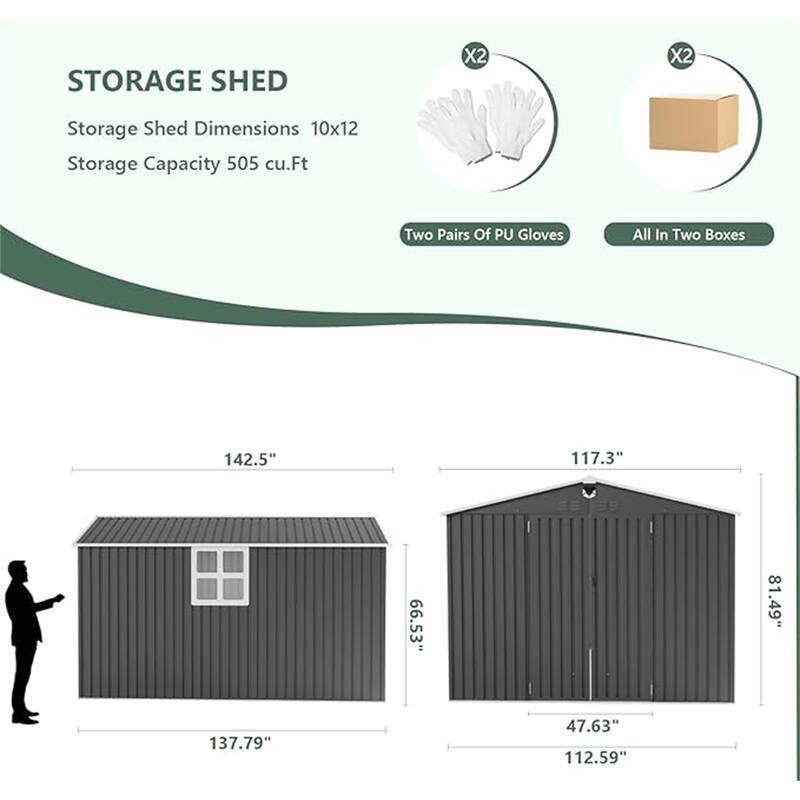 Metal Garden Sheds 10FTx12FT Outdoor Storage Shed
