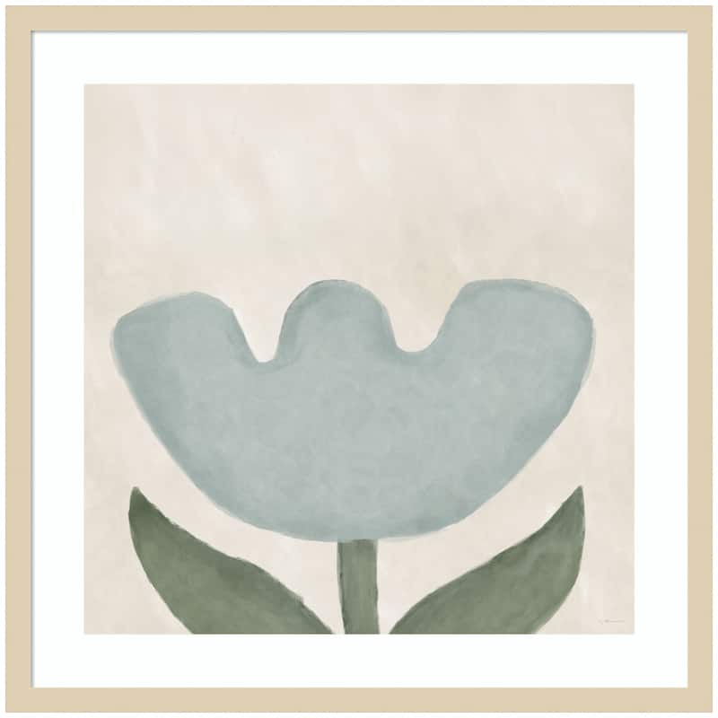 Kate and Laurel Blue Flower by Gabrielly Guedes Framed Wall Art Print - 25x25 - Natural