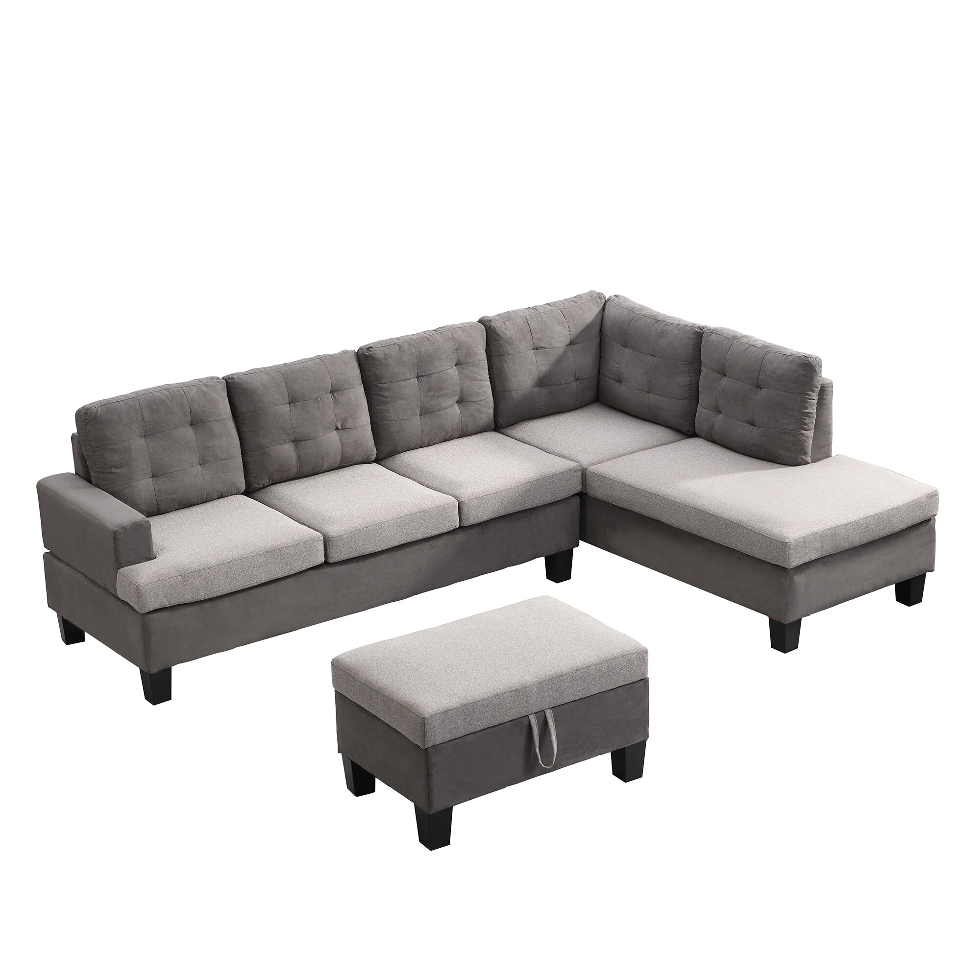 L Shape Corner Sofa Sets Living Room Chaise Lounge Couch Grey