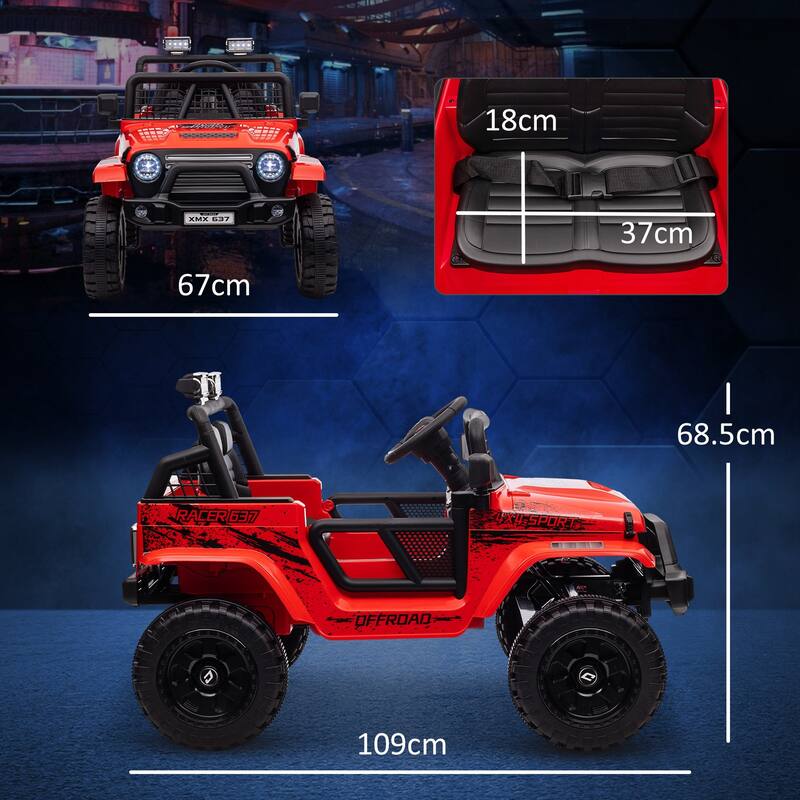 12V Ride-On Truck for Kids with Parent Remote, Music, Horn, Suspension, LED Lights, and Adjustable Speed for Ages 3-6