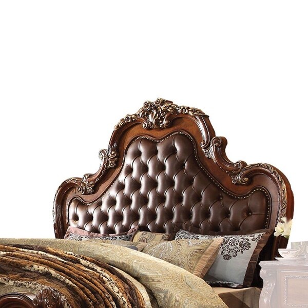ACME Dresden Eastern King Bed, PU & Cherry Oak (1Set/3Ctn) - Bed