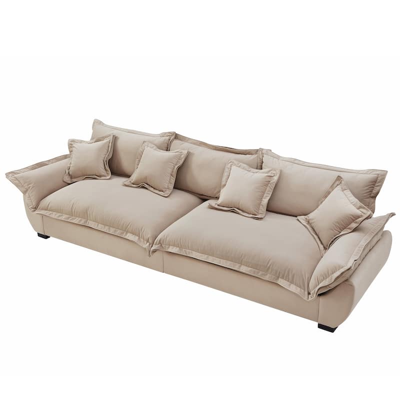 Modular Spacious Deep Seating Velvet Sofa with Storage, Removable Cushion Covers, Pillow Top Arms, Solid Wood Frame and Pillows