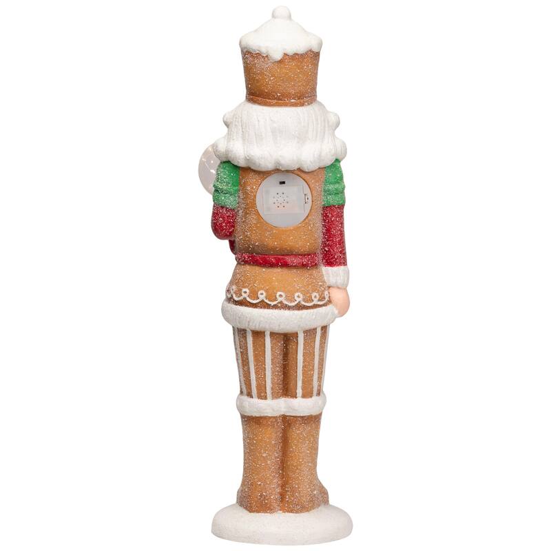 LED Lighted Christmas Gingerbread Nutcracker - 27" - Brown and White