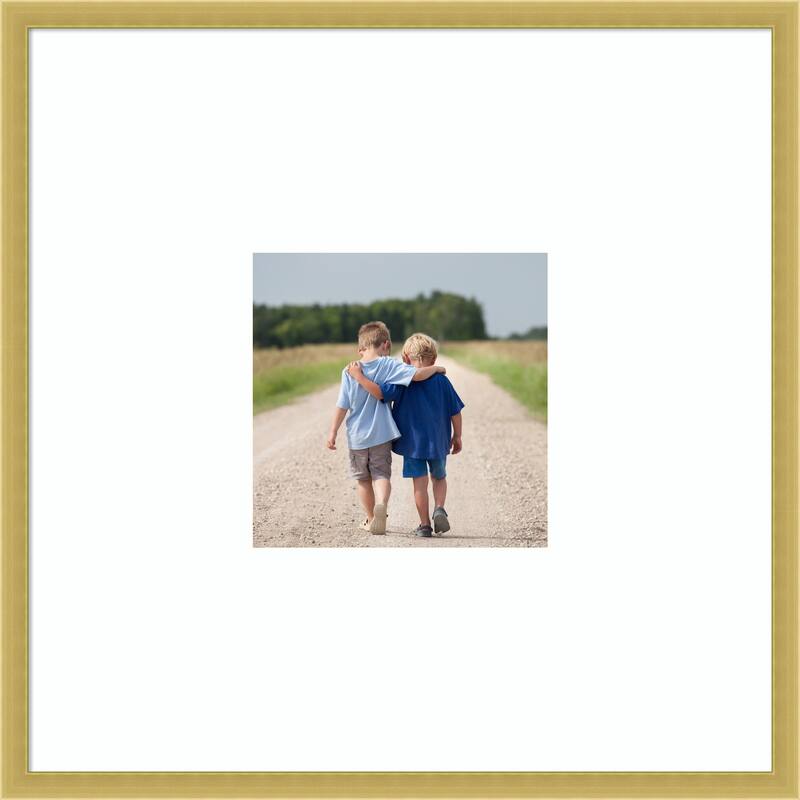 Svelte Clay Grey Framed Picture Frame, Photo Frame - 20x20 Matted White 8x8 - Svelte Polished Gold