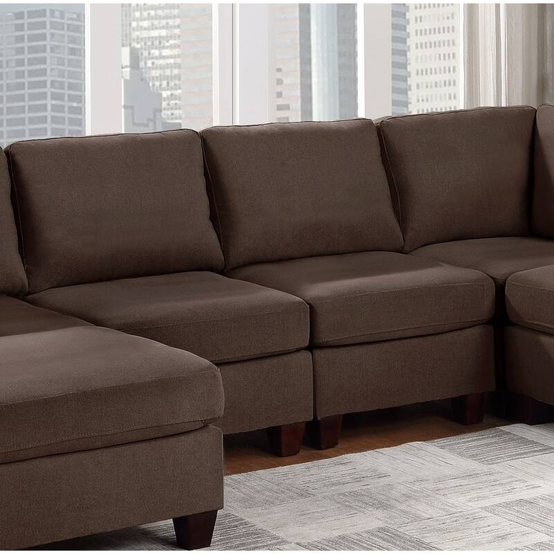 Living Room Furniture Armless Chair Grey Linen Like Fabric 1pc Cushion Armless Chair Wooden Legs