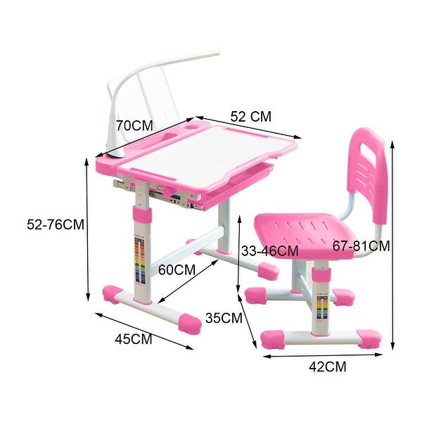 Height Adjustable Study Desk And Chair Set Pull Out Drawer With Tilted ...