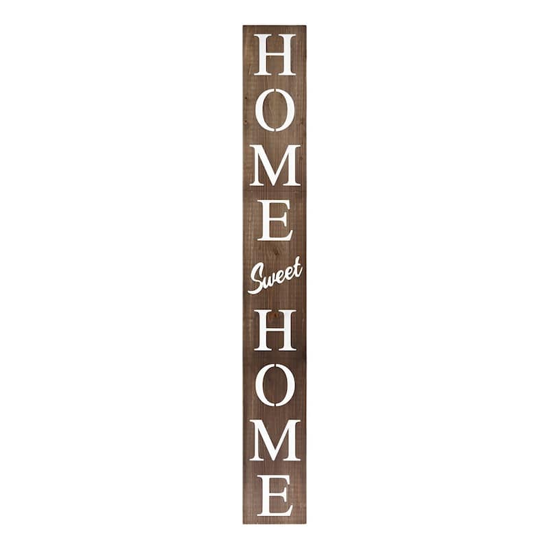 HomeRoots 72" Brown And White Solid Wood Home Sweet Home Porch Sign