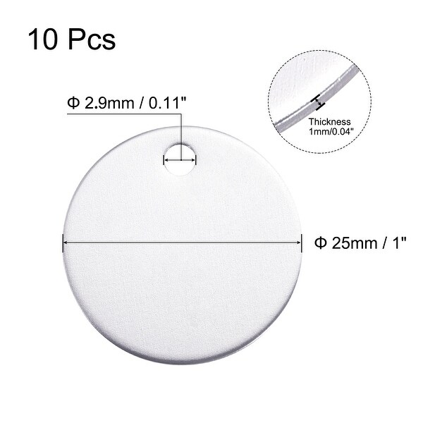 MECCANIXITY Stamping Blank Aluminium Round DIY Tags Silver, 25mm/1" For