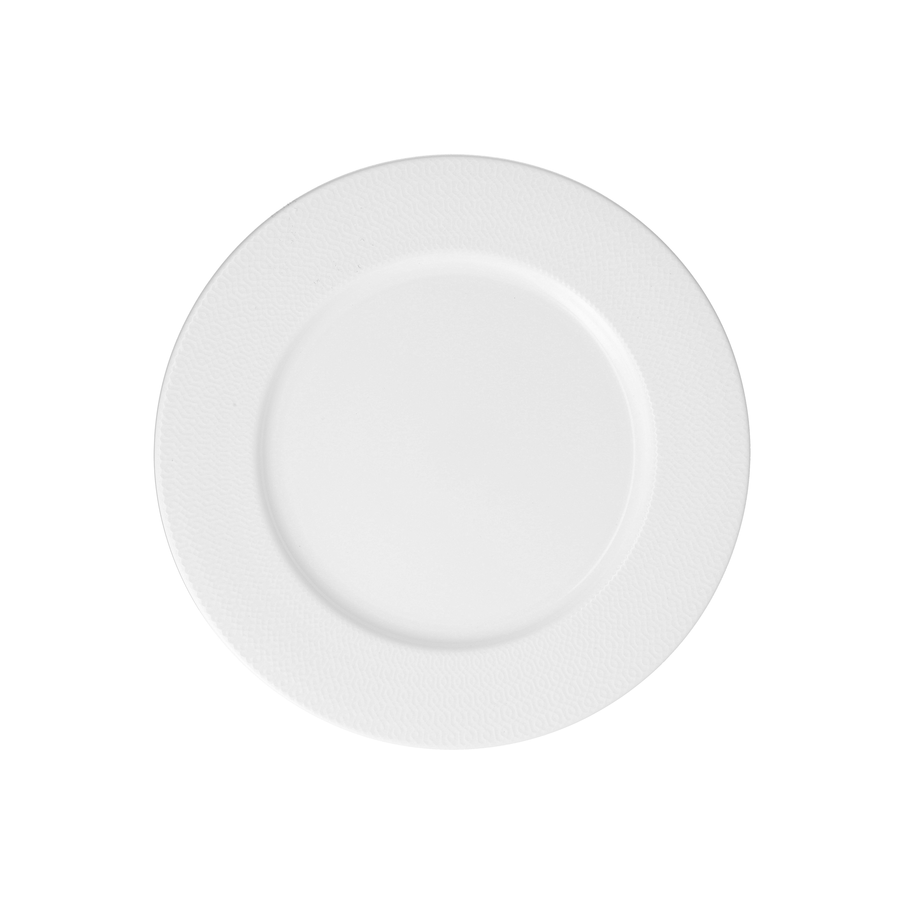 Fortessa Ornament Bone China, 10.75" Dinner Plate (Set of 4), White/Black