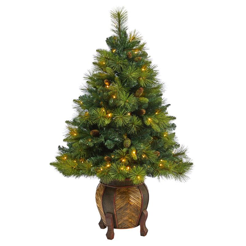 52" Artificial Christmas Tree with 130 LED Lights in Planter
