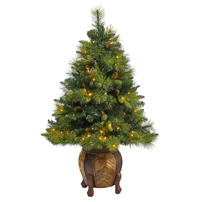 52" Artificial Christmas Tree with 130 LED Lights in Planter