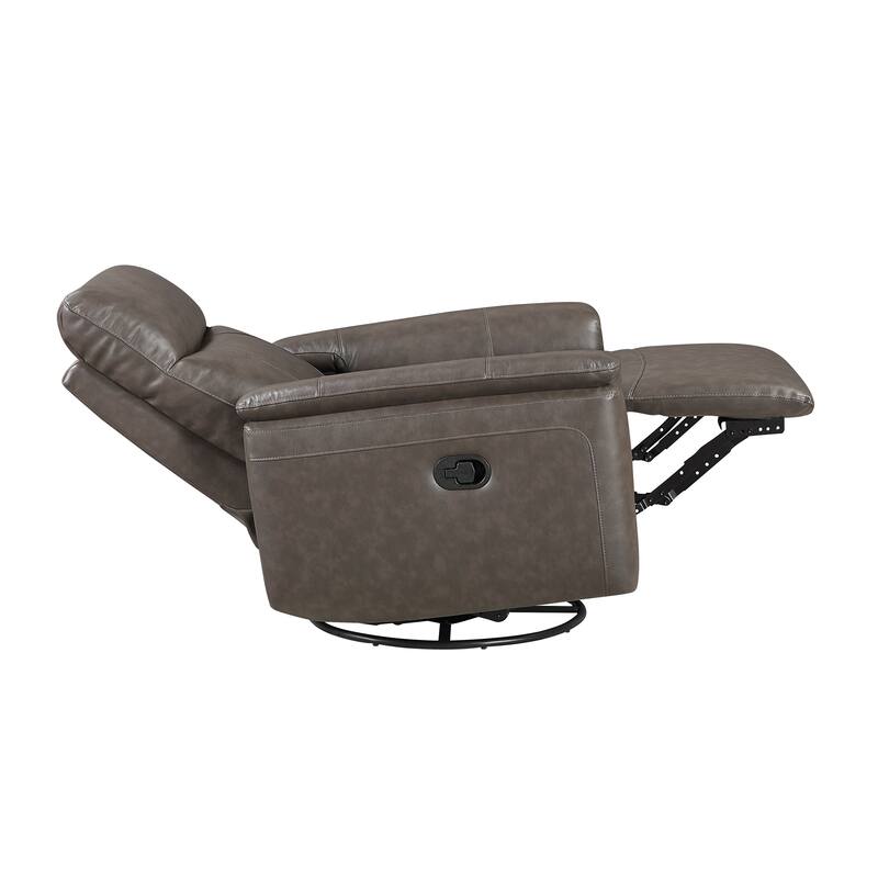 Koa 35" Leather Swivel Glider Reclining Chair - Gentle Gliding Motion