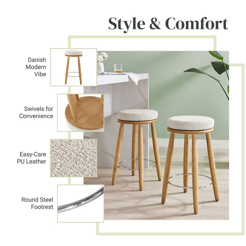 NPD Furniture Deandre Backless Swivel Counter Stool