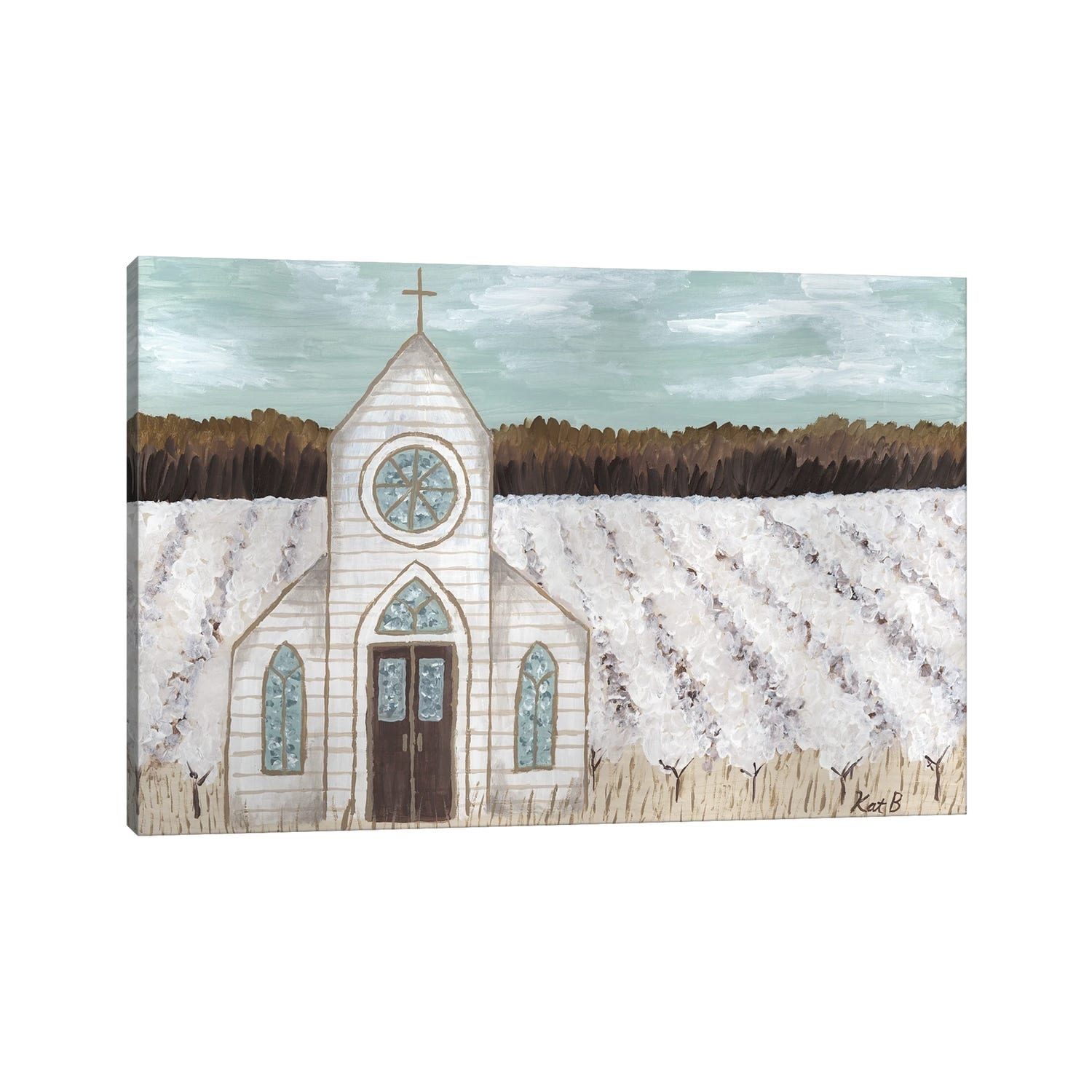 iCanvas "Farm Sketch Church Landscape" by Kathleen Bryan Canvas Print