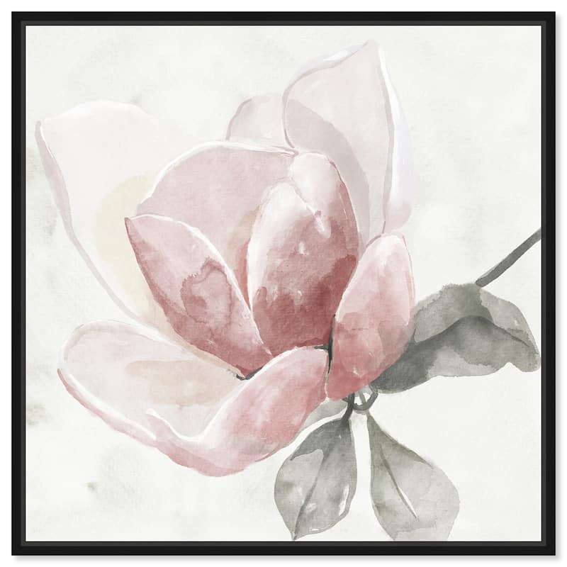 Art Remedy Faded Blush Rose Framed Floral Fine 1 Piece Canvas Wall Art - 41 x 41 - Black