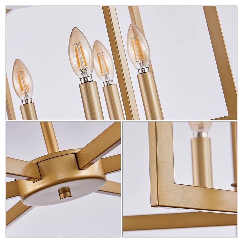 22" Modern Geometric 6-Light Chandelier - Industrial Metal Pendant Light Fixture for Living Room,(Bulb Not Included)