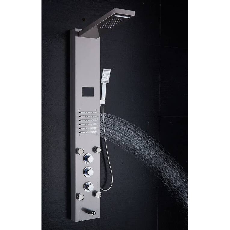 52 in. LED Shower Panel Tower System and Tub Spout in Brushed Nickel