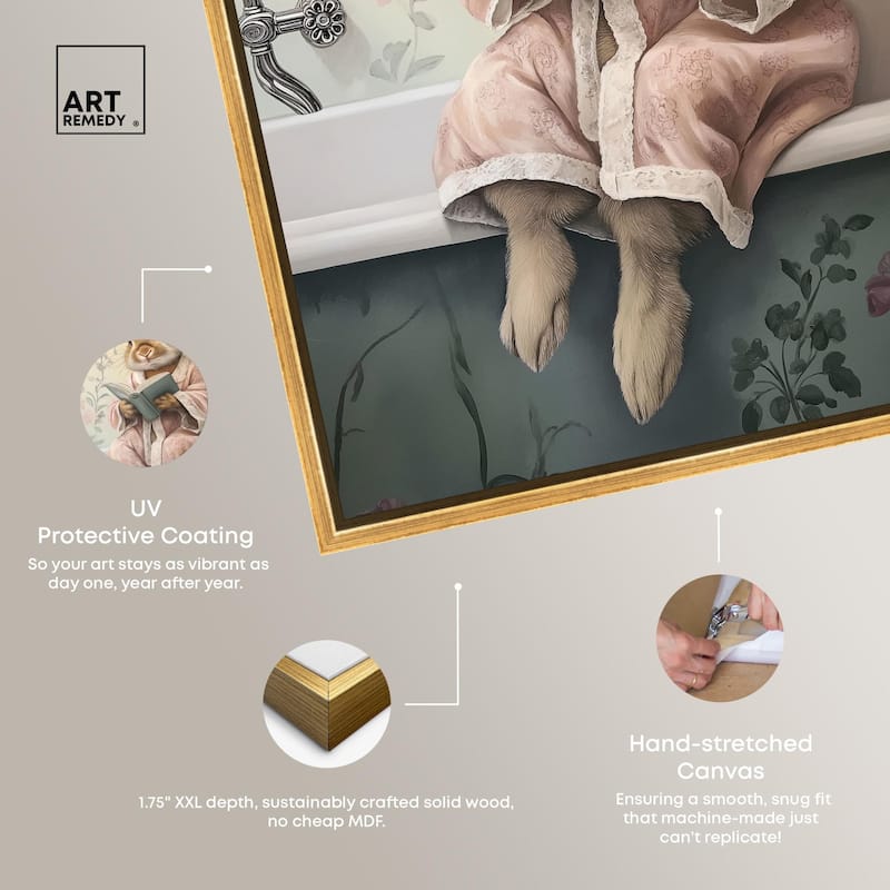 Bunny Bibliophile Bathing Canvas by Art Remedy